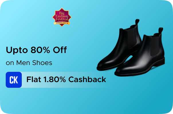 Myntra: Upto 80% Off on Men Shoes + Flat 1.80% CashKaro Cashback
